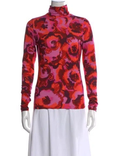 Pre-owned Essentiel Antwerp Floral Print Turtleneck Top In Pink