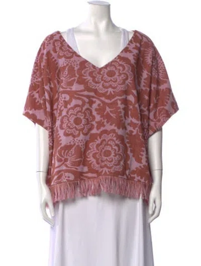 Pre-owned Essentiel Antwerp Floral Print V-neck Sweater In Pink