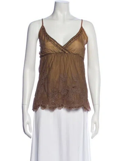 Pre-owned Essentiel Antwerp Floral Print V-neck Top W/ Tags In Brown
