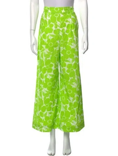 Pre-owned Essentiel Antwerp Floral Print Wide Leg Pants In Green