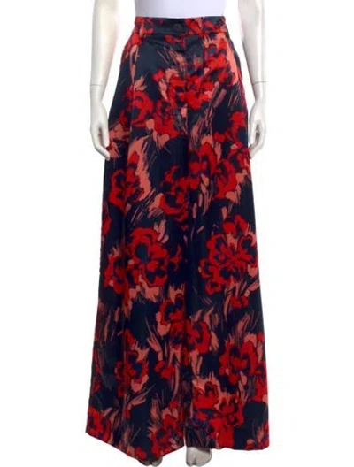 Pre-owned Essentiel Antwerp Floral Print Wide Leg Pants In Red