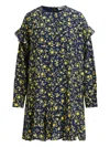 Essentiel Antwerp Floral Ruffled Asymmetric Day Dress In Blue