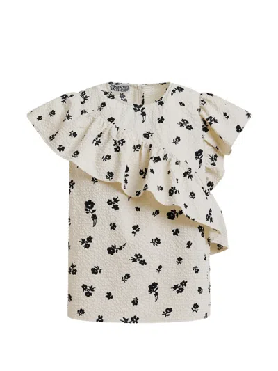 Essentiel Antwerp Floral Ruffled Blouse In White