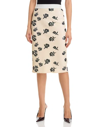 Essentiel Antwerp Floral Sequin Pencil Skirt In White