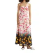 Essentiel Antwerp Floral Strapless Satin Maxi-length Dress In Fairy Tale In Multi