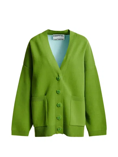 Essentiel Antwerp Geknöpfter Cardigan Mit Aufgesetzter Tasche In Green