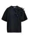 Essentiel Antwerp Flower-embellishment T-shirt In Black