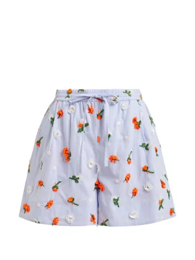 Essentiel Antwerp Embroidered Embellished Shorts In Blue