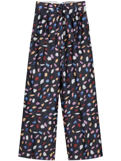 Essentiel Antwerp Frankrijk Graphic-print Palazzo Pants In Blue