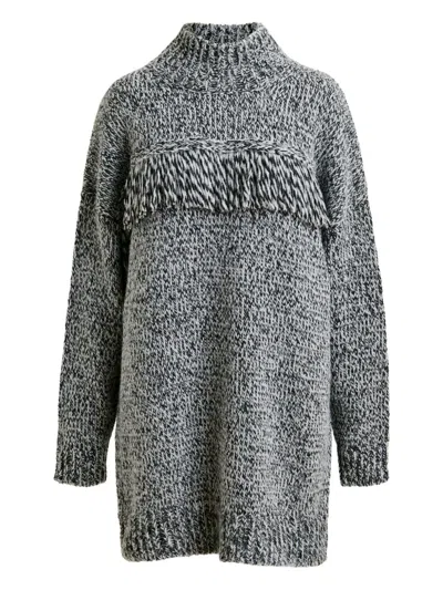 Essentiel Antwerp Fringe Mock-neck Sweater In Gray