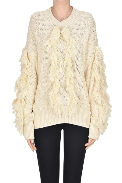Essentiel Antwerp Fringed Pullover In Beige