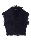 Essentiel Antwerp Fringed-trim Tweed Vest In Blue