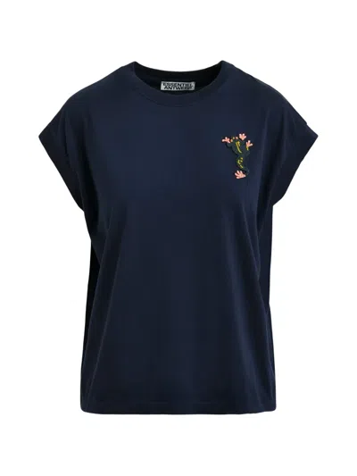 Essentiel Antwerp Jungala Embroidered T-shirt In Blue