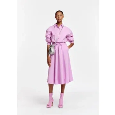Essentiel Antwerp Fuchsia 'taffata' Midi Length Skirt In Pink