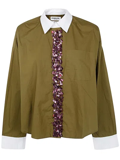 Essentiel Antwerp Gail Boxy Fit Shirt In Olive Tree