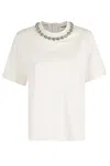 Essentiel Antwerp Rhinestone-embellished Cotton T-shirt In Off White