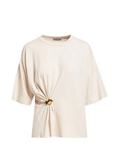 Essentiel Antwerp Gathered Hardware-detail T-shirt In Neutral