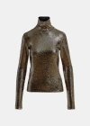 Essentiel Antwerp Geaker Jersey Turtleneck Top In Gold