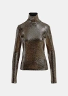 Essentiel Antwerp Geaker Jersey Turtleneck Top In Gold