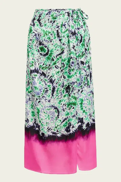 Essentiel Antwerp Gellie Printed Midi Skirt In Green Multi