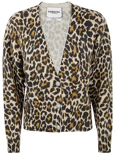 Essentiel Antwerp Generalite Printed Cardigan In Black  