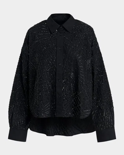Essentiel Antwerp Gibra Embellished Poplin Shirt In Black