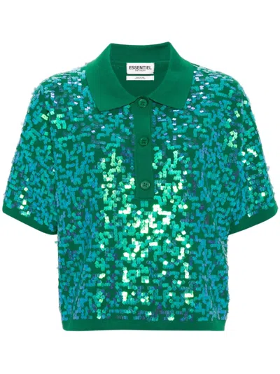 Essentiel Antwerp Glitz Polo Top In Hulk