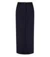 Essentiel Antwerp Glossary Navy Blue Midi Skirt In Blue