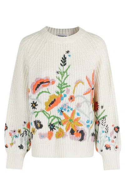 Essentiel Antwerp Glossy Embroidered Knit Pull In White