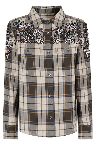 Essentiel Antwerp Goldfield Embellished Shirt In Brown