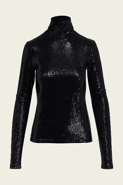 ESSENTIEL ANTWERP GONG JERSEY TURTLENECK TOP IN BLACK