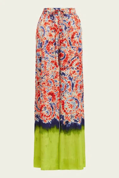 Essentiel Antwerp Googoo Printed Wide-leg Pant In Red And Blue In Pink