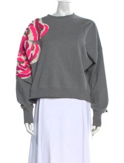 Pre-owned Essentiel Antwerp Graphic Print Crew Neck Sweater In Grey