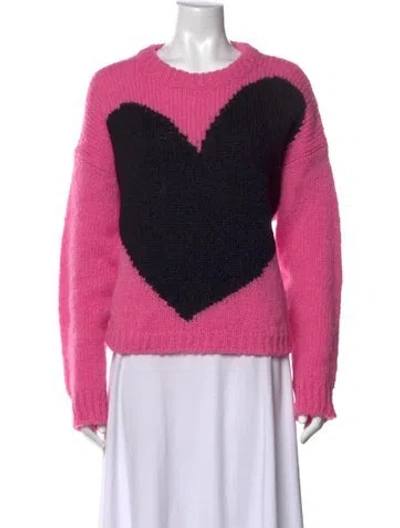 Pre-owned Essentiel Antwerp Graphic Print Crew Neck Sweater In Pink