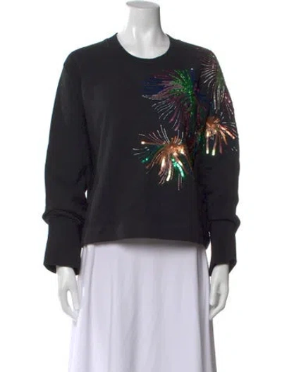 Pre-owned Essentiel Antwerp Graphic Print Crew Neck Sweatshirt In Black