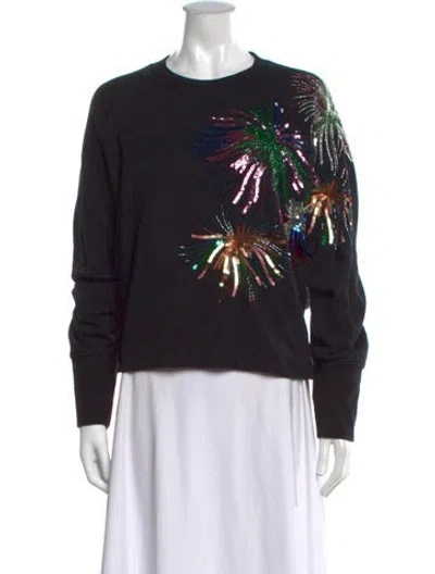 Pre-owned Essentiel Antwerp Graphic Print Crew Neck Sweatshirt In Black