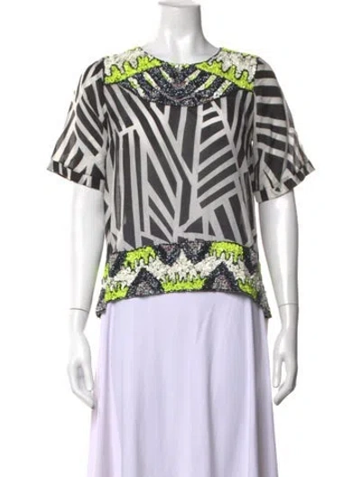 Pre-owned Essentiel Antwerp Graphic Print Crew Neck Top In Multicolor