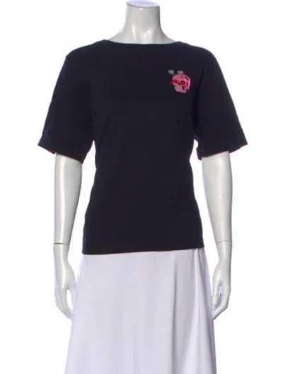 Pre-owned Essentiel Antwerp Graphic Print Crew Neck T-shirt In Black