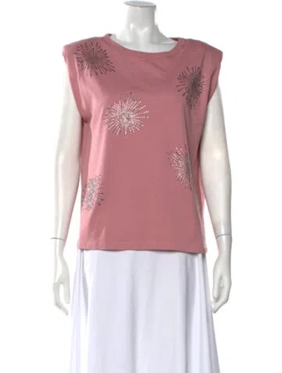 Pre-owned Essentiel Antwerp Graphic Print Crew Neck T-shirt In Pink