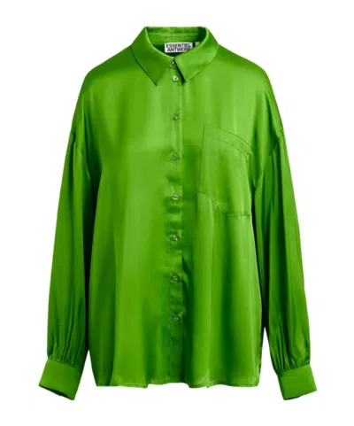 Essentiel Antwerp Green Ruffle-trimmed Oversized Shirt