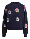 Essentiel Antwerp Green Sweatshirt With Floral Embroidery In Blue