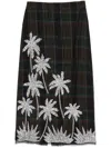 Essentiel Antwerp Greyhound Checked Mesh Embroidered Midi Skirt In Black