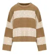 Essentiel Antwerp Group Knit Sequin Sweater In Brown Ecru In Brown