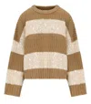 Essentiel Antwerp Group Knit Sequin Sweater In Brown Ecru In Neutrals