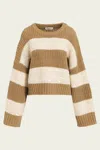 Essentiel Antwerp Group Knit Sequin Sweater In Brown Ecru