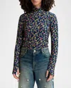 Essentiel Antwerp Haisy Turtleneck T-shirt In Night Shade In Multi