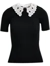 Essentiel Antwerp Halamo Top With Lace Collar Black In Black
