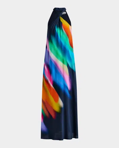 Essentiel Antwerp Halinki Knot Detail Maxi Dress In Dark Sapphire