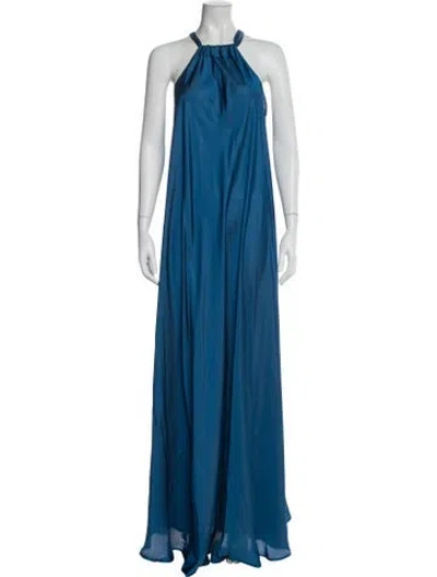 Pre-owned Essentiel Antwerp Halterneck Long Dress In Blue