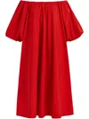 Essentiel Antwerp Red Off The Shoulder Midi Dress In Red